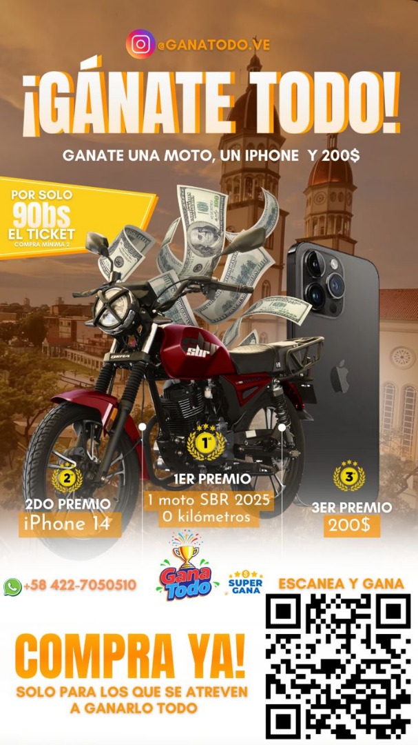GANATE UNA MOTO SBR 2025 , UN IPHONE 14 Y 200$